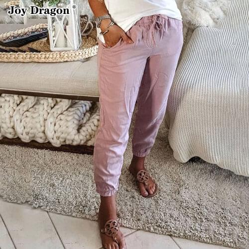 Pants Long Lace Up Solid Color Trouser New 2021 Pencil Pockets Autumn Spring Cargo Jeans Plus Size Office Elastic Waist Fashion