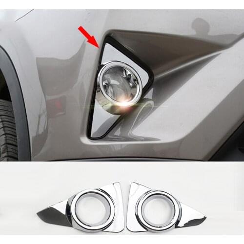 For Toyota RAV4 2017 2018 ABS Chrome Car Front Head Fog Light Lamp Cover Trim Molding Garnish Frame Bumper Styling Accessories