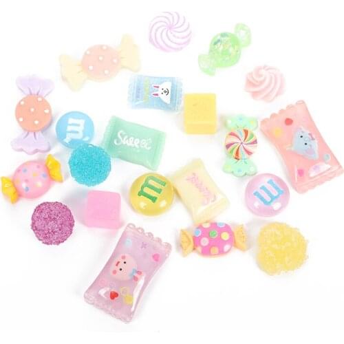 20Pcs Resin Kawaii Accessories Simulation Candy Flatback Cabochon Embellishment For Scrapbooking Diy Decoration Craft Mixed