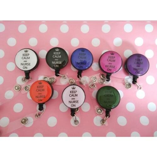 Keep Calm and Nurse On 1.25" Badge Reel/ Retractable Badge Reel/ ID Badge Holder 10 pcs/lot