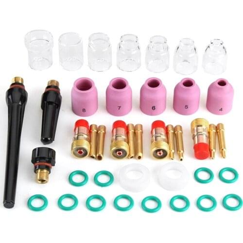 41Pcs/Lot TIG Welding Torch Nozzle Ring Cover Gas Lens Glass Cup Kit for WP17/18/26 Welding Accessories Tool Kit Set