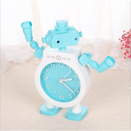 Creative Cute Plastic Robot Single-Sided Clock Student Bedside Alarm Clock For Children Gift Room Decoration Accessories