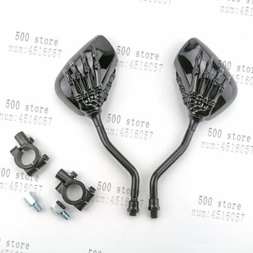 1 Pair 4 colors 8mm 10mm Motorcycle Handlebar Skull Hand Pattern Ghost Claw Rearview Side Glasses Mirrors for Honda Suzuki