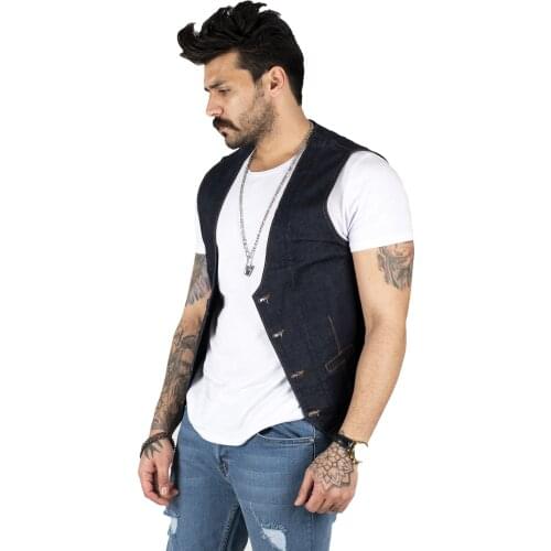 DeepSEA Male Denim Vest Slim Fit Denim Cepken High Quality Metal Button Four Seasons Casual Street Style 2100480