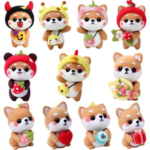 Nonvor 10Pcs Arts Crafts Needlework Girls Naughty Animal Dog Pets Handmade Toy Doll Wool Felt Needle Poked Non-Finished DIY