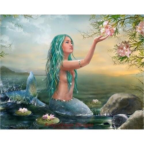 Needlework for embroidery DIY DMC High Quality - Counted Cross Stitch Kits 14 ct Oil painting - Mermaid Ariel