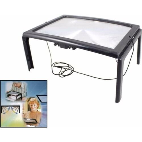 Desktop Magnifying Glass With 4 Led Lights Ultrathin A4 Full Page Large Reading Magnifier The Good Gift For Elders HY52