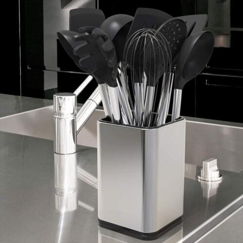 Stainless Steel Kitchen Utensil Holder, Kitchen Cutlery Storage, Utensil Organizer, Modern Rectangular Design,17X11cm