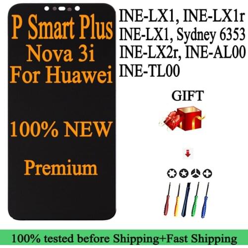 100% New INE-LX1/LX1r/AL00 Sydney 63539 Display For Huawei P Smart Plus LCD With Frame Touch Screen Nova 3i Display Screen