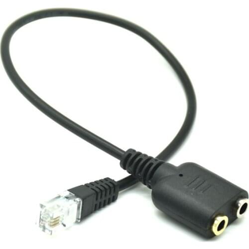 New 25cm Dual 3.5mm Audio Jack Female to Male RJ9 RJ45 Plug Adapter Convertor Cable for PC Computer Headset Telephone devices