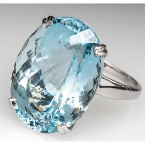 Luxury Oval Cut Light Blue Zircon Rings Set for Wedding Engagement Promise Bridal Party Jewelry