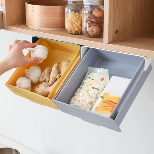 Self-adhesive Storage Boxes Under-desk keeping Case Pencil Tray Sundries Stationery Storage Container Kitchen Desk Organizer
