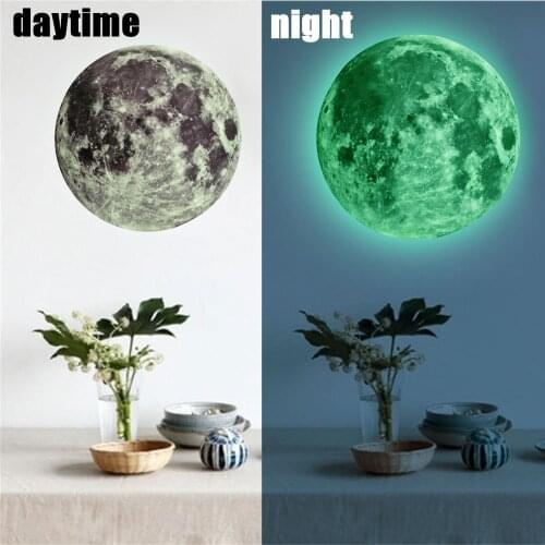 Luminous Moon 3D Wall Sticker 20cm 30cm for kids room living room bedroom decoration home decals Glow in the dark Wall Stickers