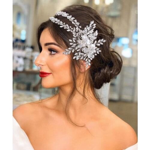 ZMHP284 Golden floral Silver bands pieces Rhinestone wedding hair accessories Bride women Crowns and Tiaras bridal hair jewelry