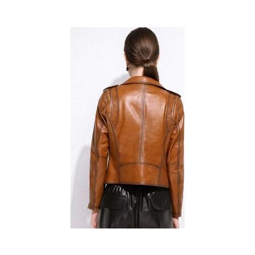 Spring Women Genuine Real Sheep Leather Jacket R277