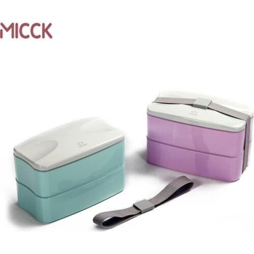 MICCK Japanese Bento Box Double layer Lunch Box With Spoons Portable Food Storage Container Microwavable Office School BPA Free