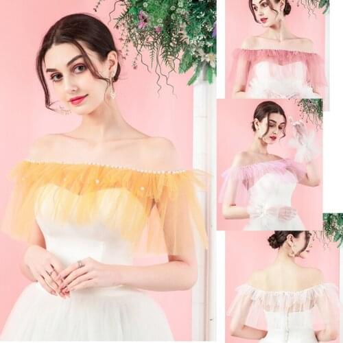 10Colors White Black Pink Champagne Party Cocktail Dress Cape Shrug Bolero Women Bridal Cape Bride Wrap Wedding Accessorie Shawl