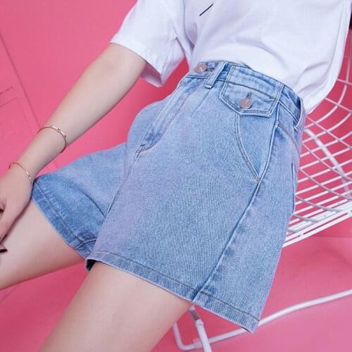 Fashion Trend Cowboy Shorts Women 2020 Summer New Loose High Waist Jeans Wide Wide Leg Shorts High Quality Denim Shorts