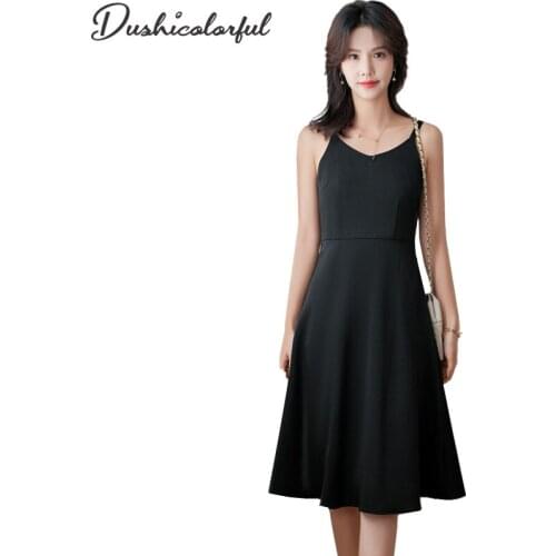 Woman Summer Backless Spaghetti Strap Dress Sleeveless Midi Work Office Party Dresses A Line Fluffy Vintage Big Swing Vestidos