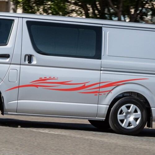 Car stickers 2 Pcs side door Fire pattern graphic Vinyl car decals accessories fit for hiace 2015 2016 2017 2018 2019