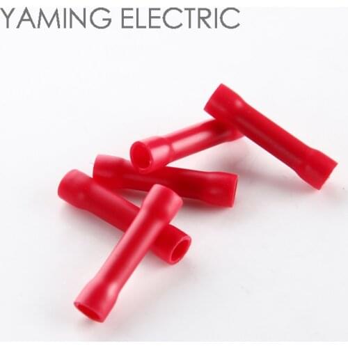 20pcs/bag Full Insulating Wire Connector Butt Red tube Connectors Crimp Electrical Wire Splice Terminal 0.5-1.5mm2 P8