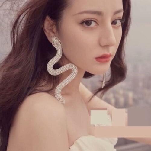 2020 fashion women Rhinestone Pendant Earrings shining crystal exaggerated serpentine Earrings Bridal Wedding Jewelry Gifts