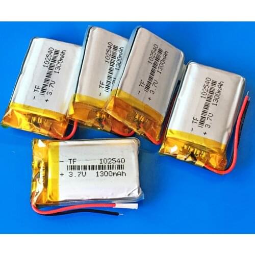 6 pcs 102540 3.7V 1300mAh lithium polymer rechargeable battery Lipo Replace for bluetooth GPS wired microphone watch camera DVD