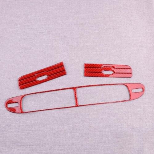 7Pcs/Set Car Red Carbon Fiber Central Console Dashboard Air Vent Outlet Panel Cover Trim Fit For Chevrolet Camaro 2015-2011 2010