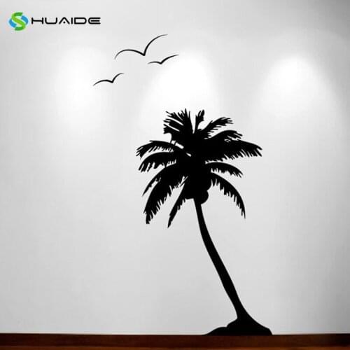 84inch Huge Palm Coconut Tree Wall Decal Seagull Birds Vinyl Stickers For Living Room Bedroom Wall Art Muursticker Mural A-59