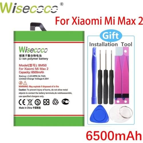WISECOCO 6500mAh BM50 Battery For Xiaomi Mi Max 2 Max2 Smart Phone With High Quality Battery+Tracking Number