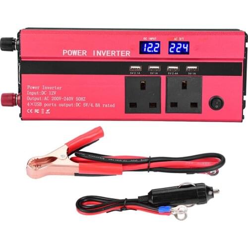 Car vehicle power converter 600W DC12V to AC220V Car Modified Charging Converter with LED Display Screen-UK Plug Car Inverters