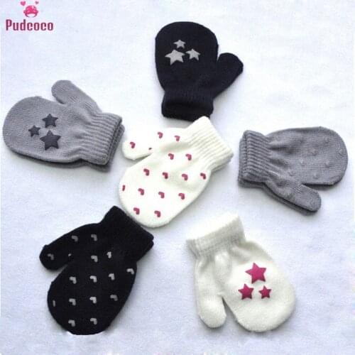 Pudcoco Brand Mittens Winter Kids Gloves Dot Star Heart Pattern Knitting Cotton Soft Warm Baby Girls Boys Kids Gifts Bebe Wear