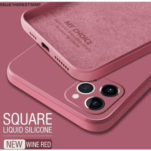 For iPhone 11 Pro Max XS Max XR X 8 7 Plus SE 2020 6 6S Plus 12 Color Case New Square Liquid Silicone Soft Skin Case Cover