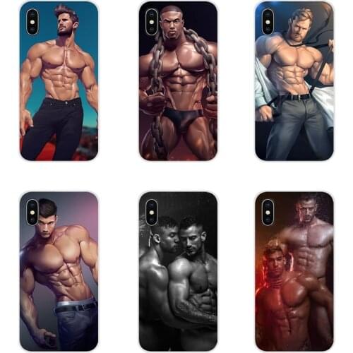 For Apple iPhone X XR XS 11Pro MAX 4S 5S 5C SE 6S 7 8 Plus ipod touch 5 6 Dark comic sexy fitness muscle men gay Phone Skin Case