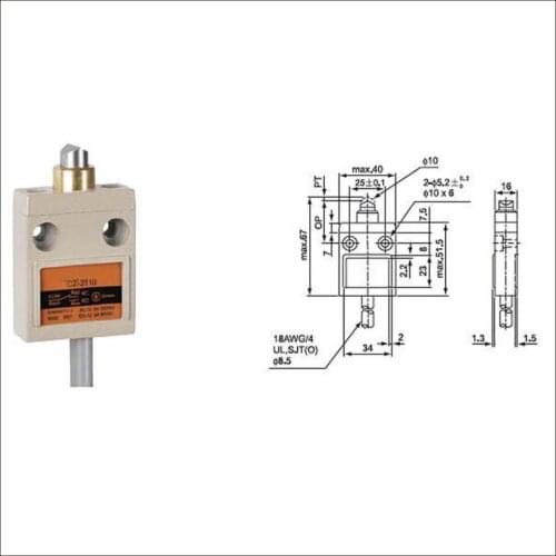 Switch travel limit switch 15A Electrical Safety Key Interlock switch Compact Prewired switch CZ-3110