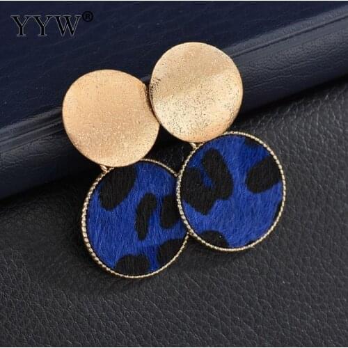 European Design With Horse Hair Round Dangle Drop Earrings Female Leopard Tortoiseshell Girlfriends Valentine Christmas Gifts