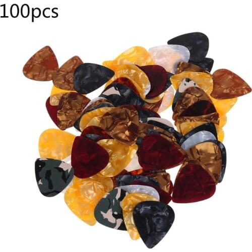 Guitar Pick Plectrum 100pcs Triangle Celluloid Instruments 0.46mm Random Color