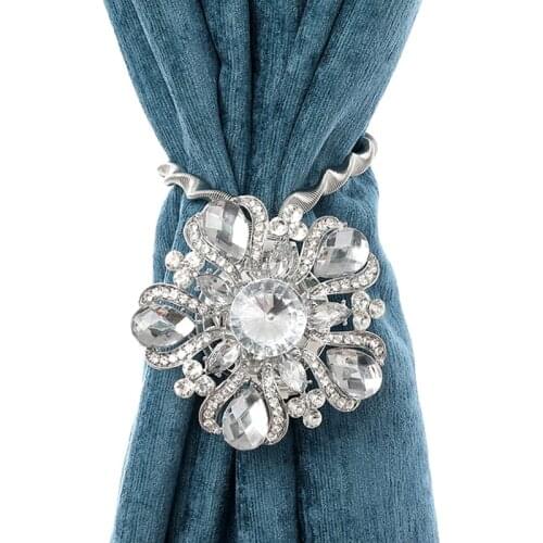 Crystal Curtain Holder Magnet Strap Creative European Decorative Curtain Buckle Free Punch Hook Curtain Tieback Room Accessories
