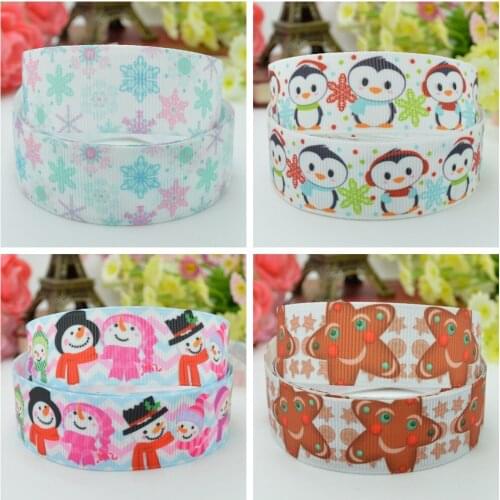 10 Yards 22mm 7/8" Christmas gingerbread snowman Printed grosgrain ribbon hair bow Headwear DIY hair accessories retail B0929