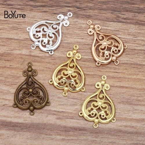 BoYuTe (50 Pieces/Lot) 24*35MM Metal Brass Multi-Loops Filigree Plate Connector Diy Handmade Jewelry Materials Wholesale