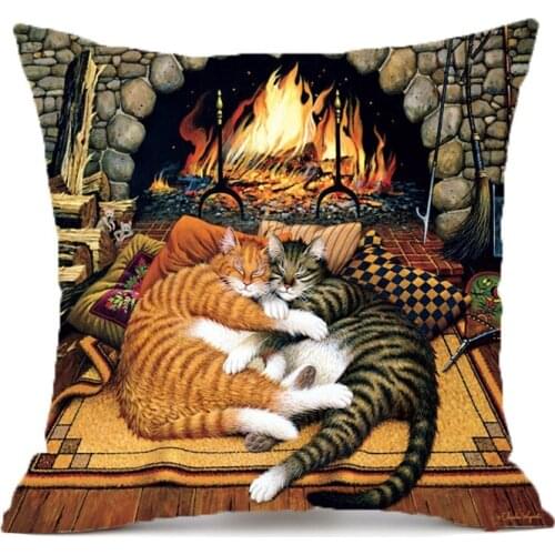 Cute Cat Printing Decorative Pillowcase Creative Cat Polyester Pillowcase Pillowcase Pillow Case