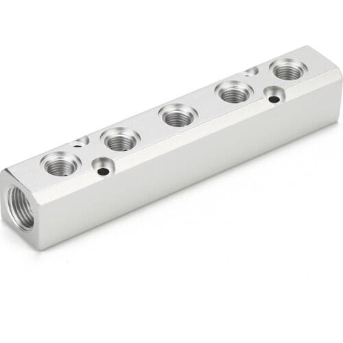 Multi-line exhaust block gas circuit line straight through multi-pass pipe joint gas distributor with mounting holes aluminum