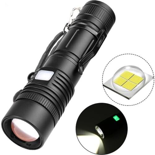 Powerful XHP50 LED Flashlight LED Torch Light USB Rechargeable Zoom with low battery reminder USB flashlight A1