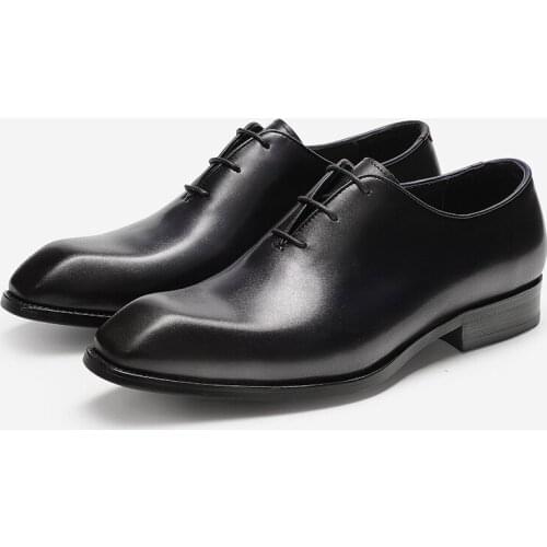 2021 Autumn Flat Men Wedding Shoes Genuine Cow Leather Oxford Black Lace Up Men Formal Shoes Handmade Business Footwear Size 44