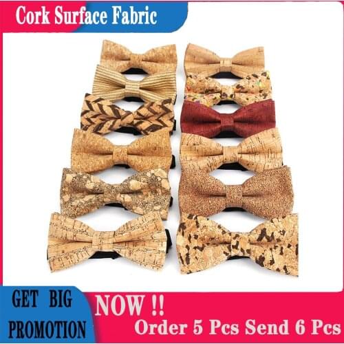 Fashion New Fancy Cork Wood Mens Bow Ties Novelty Handmade Solid Bowtie Butterfly Wedding Party Man Gift Accessories Neckwear