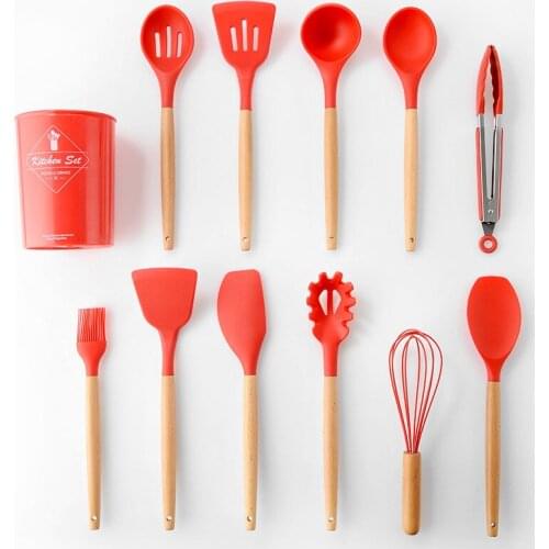 11 pc Silicone Kitchen Utensils Set Non stick Kitchenware Cooking Tools Spoon Spatula Ladle Egg Beaters Tools Gadget Accessories