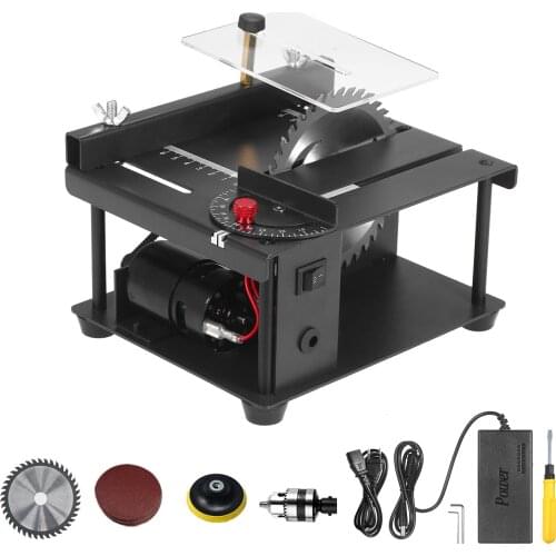 Table Saw Mini Desktop Saw Wood Cutter Electric Cutting Machine with Saw Blade Grinding Wheel for Wood Plastic Acrylic Cutting