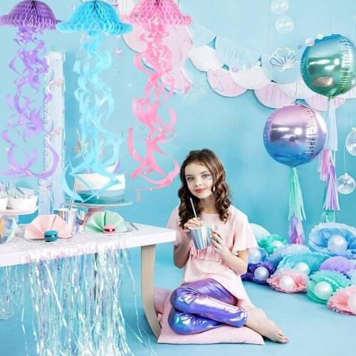 New DIY pendant pink blue purple jellyfish lantern pull flag ocean theme birthday party decoration wedding decoration babyshower