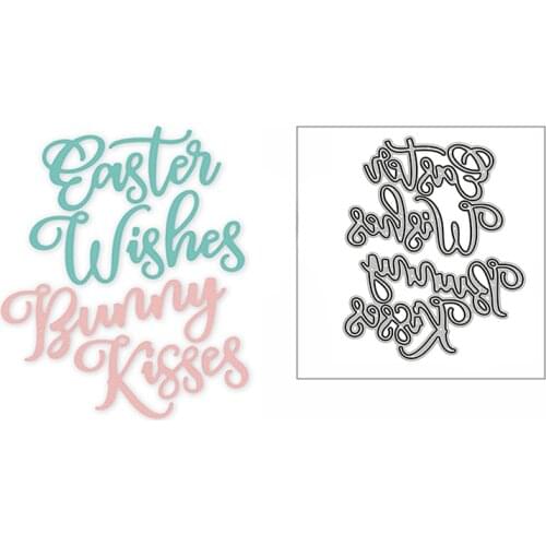 New Easter Bunny Wishes Kisses Words 2020 Metal Cutting Dies for DIY Scrapbooking and Card Making Decor Embossing Mold No Stamps