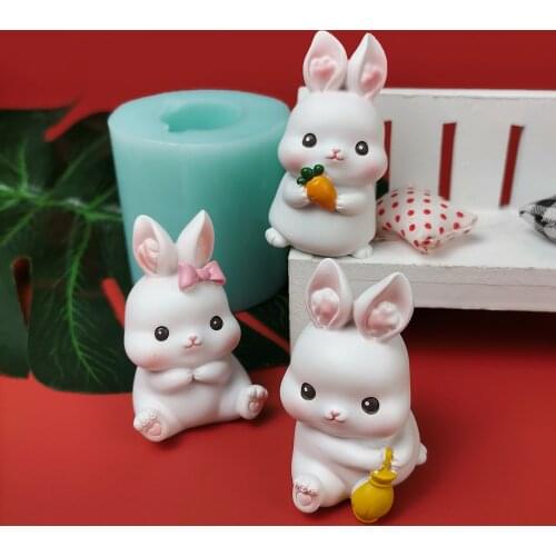 PRZY Cute Bunny Mold Soap Molds Handmade Mould Silicone Rabbit Molds Fondant Soap Clay Resin Candle Mould